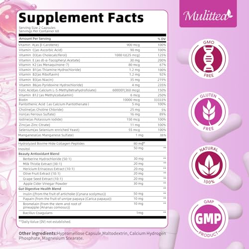 Methylated Multivitamin for Women-High Absorption with 30+ Nutrients-Hair Skin and Nails-With Vitamins A, C, E, Biotin-B