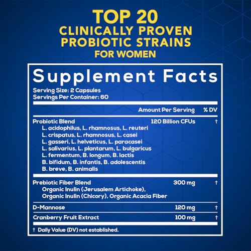 Probiotic for Women - Vaginal & UT Health, pH Balance, Feminine & Digestive Health - Prebiotics with Probiotics, Cranbe