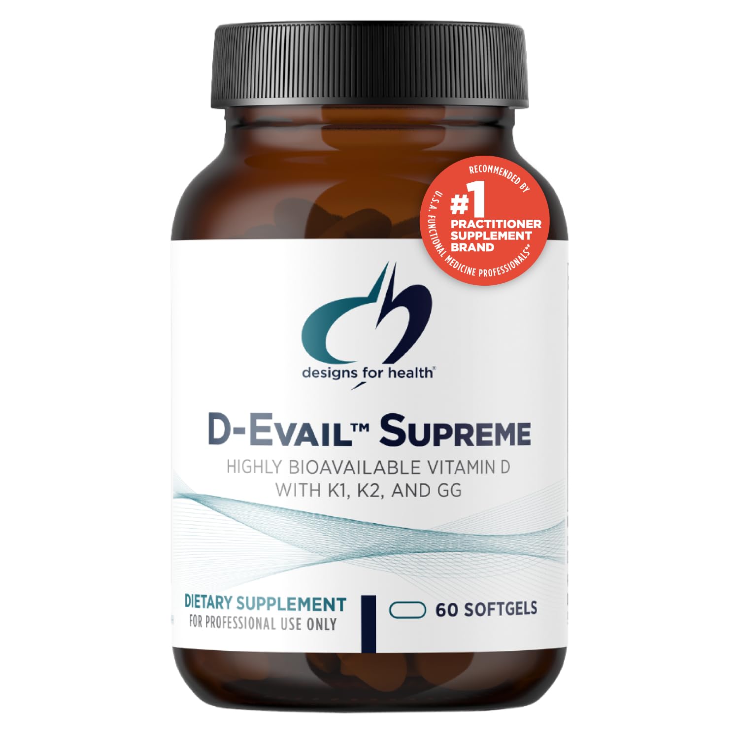 Designs for Health D-Evail Supreme - High Potency 5,000 IU Vitamin D3 with VIT K for Bone, Cardiovascular & Immune Supp